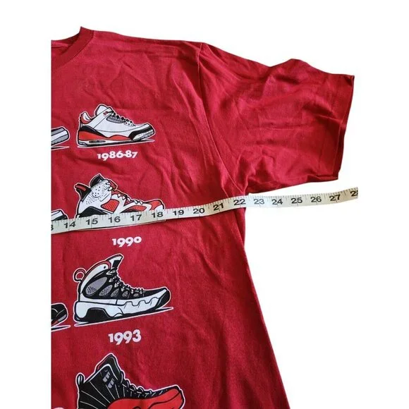 Authentic Classics Rare Retro Kicks Air Jordan History Red Shirt Men's Size L - Picture 4 of 8